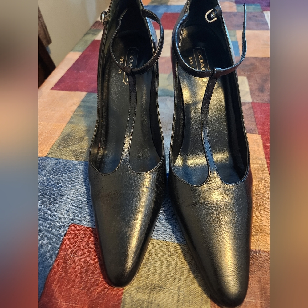 Coach Marjorie Black T Strap High Heel Size 8 EUC
